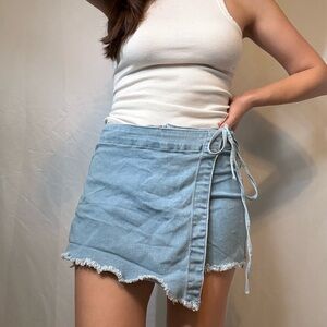 Vigoss Light Blue Denim Tie Skort